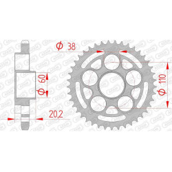 Steel crown AFAM 43 teeth not 525 type 50800 Ducati 796 Hypermotard