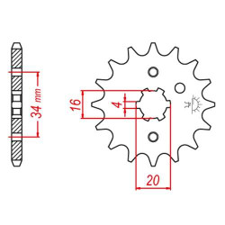 Pignon JT 16 dents pas 428 type 1263 Suzuki DR125SM