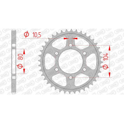 Couronne acier AFAM 40 dents pas 520 type 16504 Kawasaki ZX-6R ZX636