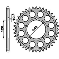 Couronne acier PBR 44 dents pas 530 type 4409 Triumph 955I Daytona