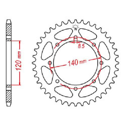 Couronne acier JT 46 dents pas 520 type 487