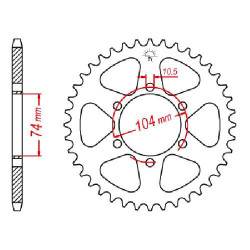 Couronne acier JT 42 dents pas 530 type 481