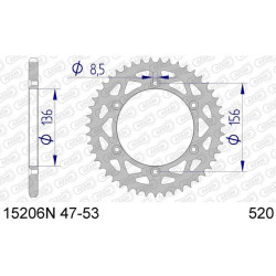 AFAM aluminum crown 53 teeth pitch 520 type 15206N AJP PR4 125 Enduro