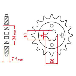 Pignon JT 14 dents pas 520 type 1903