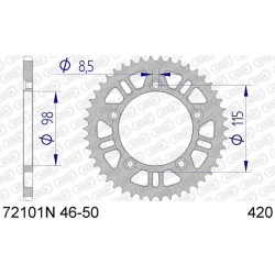 Couronne alu AFAM 46 dents pas 420 type 72101N Husqvarna CR 65