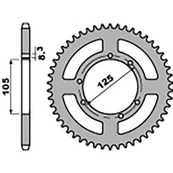 Couronne alu PBR 55 dents ultra-light pas 428 type 4413 Derbi DRD 125