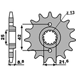Pignon PBR 14 teeth not 520 type 523 Kawasaki KLX250S