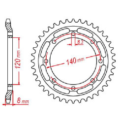 Couronne acier JT 43 dents pas 520 type 477