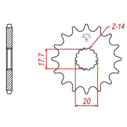 Pignon JT 12 dents pas 520 type 564 Yamaha WR200