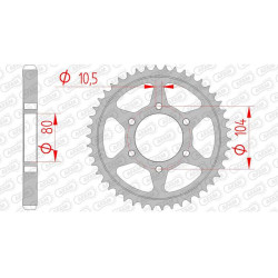 Couronne acier AFAM 42 dents pas 530 type 16604 Kawasaki ZXR 750 R