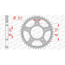 AFAM steel crown 44 teeth not 525 type 10504 Honda CB 450 DX