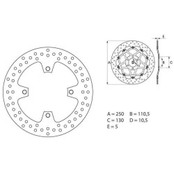 Disque de frein arrière Brembo Série Oro 68B407A3 Kawasaki Z750 / Z1000, GTR/ZZR 1400 2