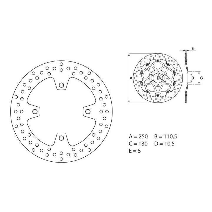 Rear brake disc Brembo Oro Series 68B407A3 Kawasaki Z750 / Z1000, GTR/ZZR 1400