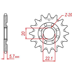 Mudguard sprocket JT 13 teeth pitch 520 type 1590SC Yamaha YZ125