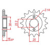 Pignon JT 15 dents pas 525 type 740