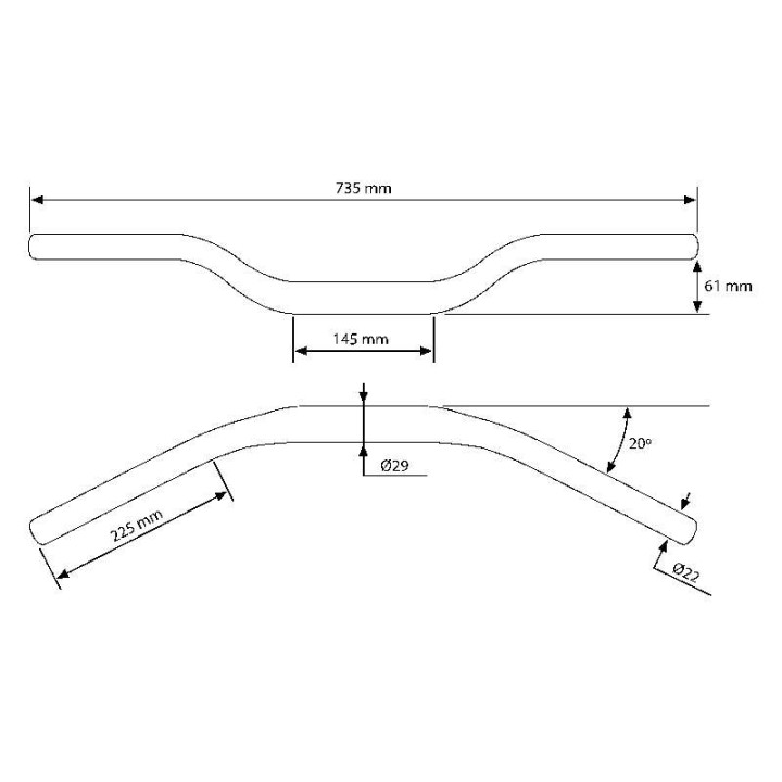 Puig Low motorcycle handlebars (6461) 28mm