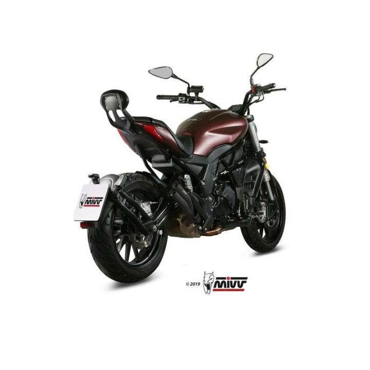 Mivv-approved muffler DOUBLE GUN Inox black (E.005.LDGB) Benelli TRK 502C