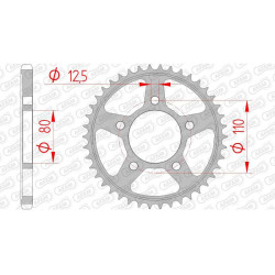 Couronne acier AFAM 42 dents pas 525 type 10802 Honda CRF1000 Africa Twin