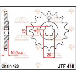 Pignon JT 410 13 dents GV125 Aquila / GZ125 Marauder 2