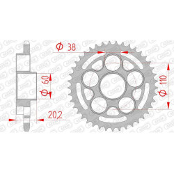 Steel crown AFAM 41 teeth not 520 type 50614 Ducati 800 S2R Monster