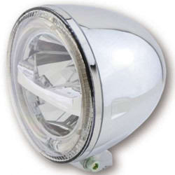 Phare moto leds 5 3/4 pouces HIGHSIDER CIRCLE Chrome (bottom mount)