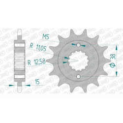 Pignon AFAM 15 dents pas 520 type 52607 Ducati 800 S SuperSport