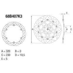 Disque de frein avant Brembo Série Oro 68B407K3 CB/CBR650F 2