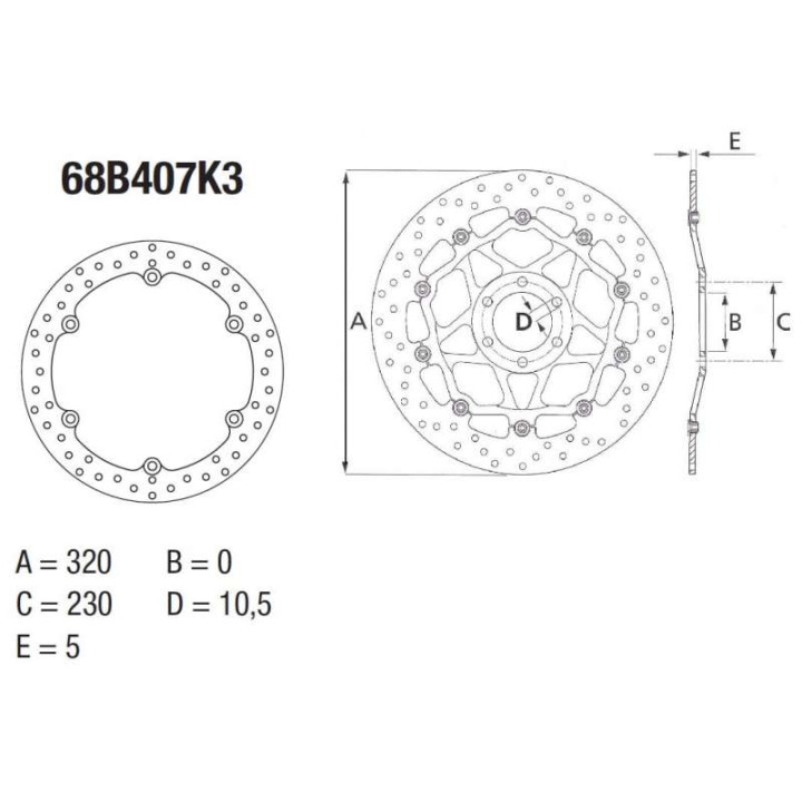 Disque de frein avant Brembo Série Oro 68B407K3 CB/CBR650F