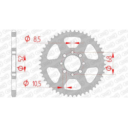 Couronne acier AFAM 48 dents pas 420 type 14100 Kawasaki AE 80