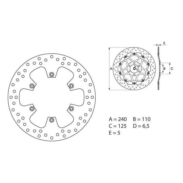 Disque de frein arrière Brembo Série Oro 68B407F0 KTM Adventure 950/990