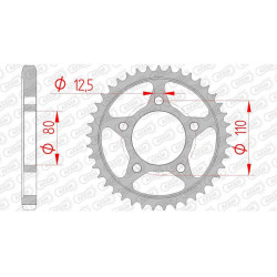 Couronne acier AFAM 39 dents pas 530 type 10605 Honda VF 700 S