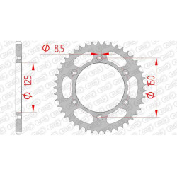 Couronne acier AFAM 45 dents pas 520 type 71304 KTM EXC 250