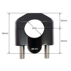 Pontets moto Barracuda 28mm NOIR pour Té de fourche moulé 2