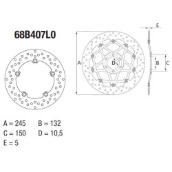 Rear brake disc Brembo Series Oro 68B407L0 Yamaha MT-07 MT-09 2