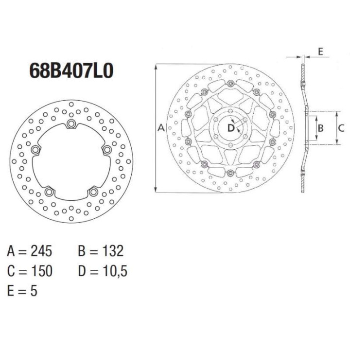 Rear brake disc Brembo Series Oro 68B407L0 Yamaha MT-07 MT-09