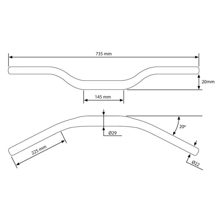 Puig High motorcycle handlebars (7492) 28mm