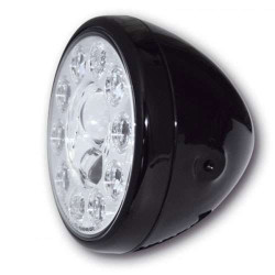 Phare moto leds 7 pouces HIGHSIDER RENO Type 1 Noir/Chrome