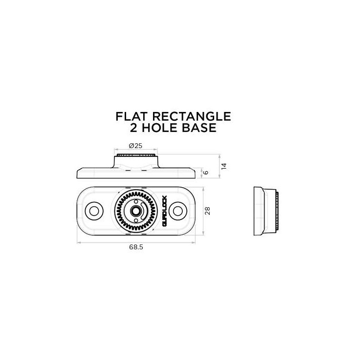 Base Quad Lock 360 Rectangle plat 2 trous