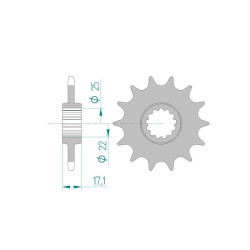 Pignon AFAM 14 dents pas 520 type 20407