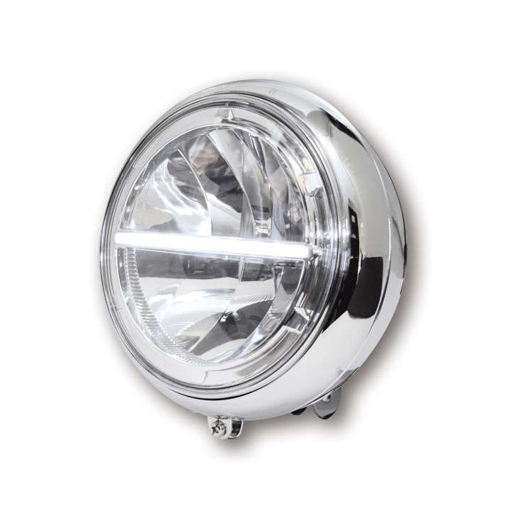 Phare moto leds 7 pouces HIGHSIDER VOYAGE CHROME (bottom mount)
