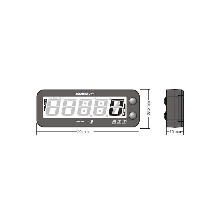 Compte-tours KOSO Pro-1 LCD (BA054000)