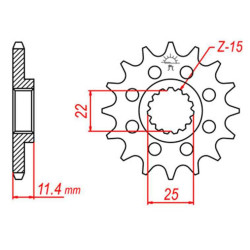 Pignon JT 15 teeth chain 525 Suzuki SV650S / Kawasaki Zephyr 750