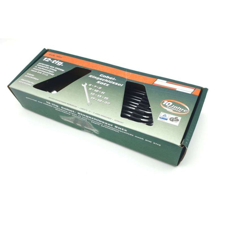 Jeu de 12 Clés plates et oeil Brazoline 6 à 22 mm