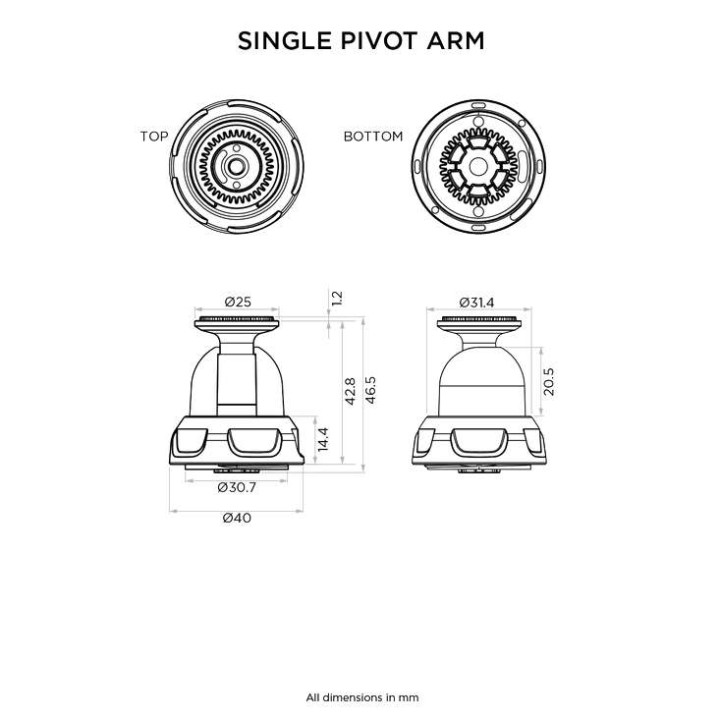 Bras articulé simple pivot Quad Lock 360
