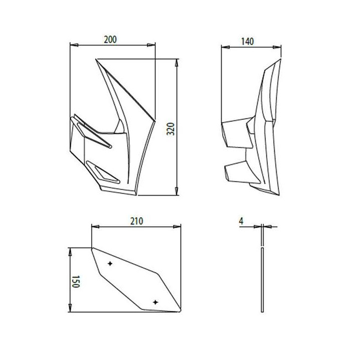 Ailerons latéraux Puig DOWNFORCE NAKED (20328) Kawasaki Z650