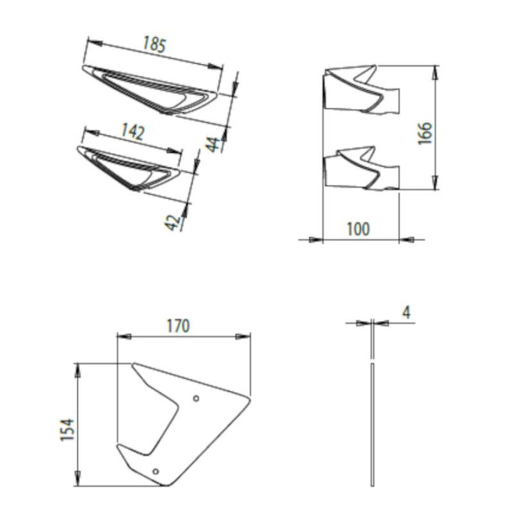 Ailerons latéraux Puig DOWNFORCE ROADSTER (20621) Yamaha MT-07 21-