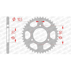 Steel crown AFAM 38 teeth not 420 type 10103 Honda MB 5 S