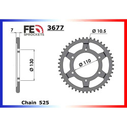 Couronne FE 47 dents pas 525 type 3677