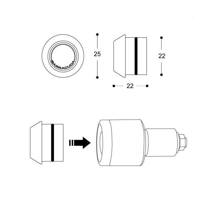 Clignotants embouts de guidon Barracuda B-LED B-LUX 