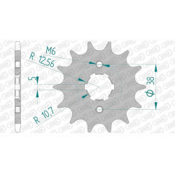 Pignon AFAM 13 dents pas 520 type 21308 Sachs (Hercules) 125 Road